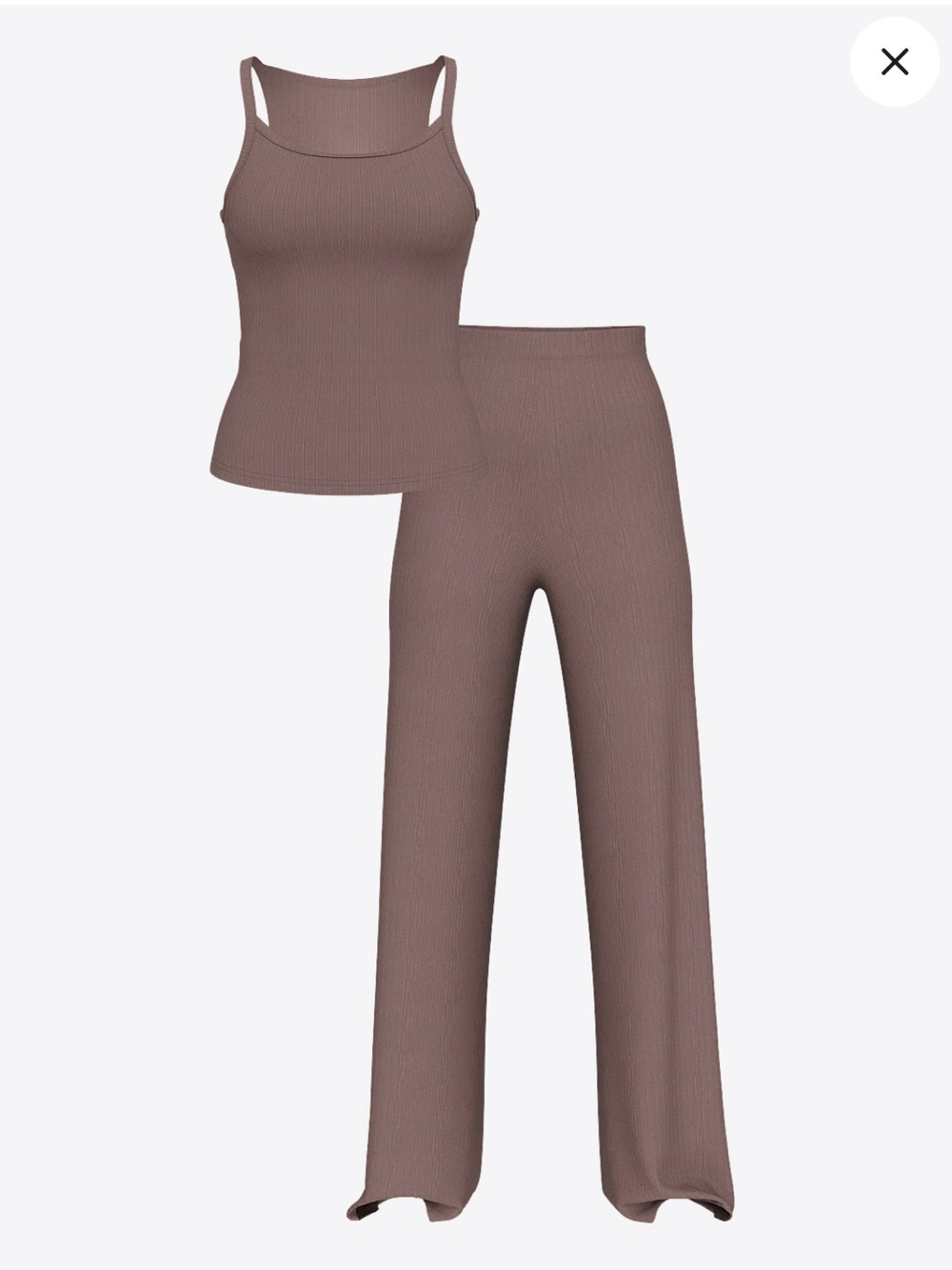 Victoria's Secret Ribbed Tank & Wide-Leg Pants Set in Taupe